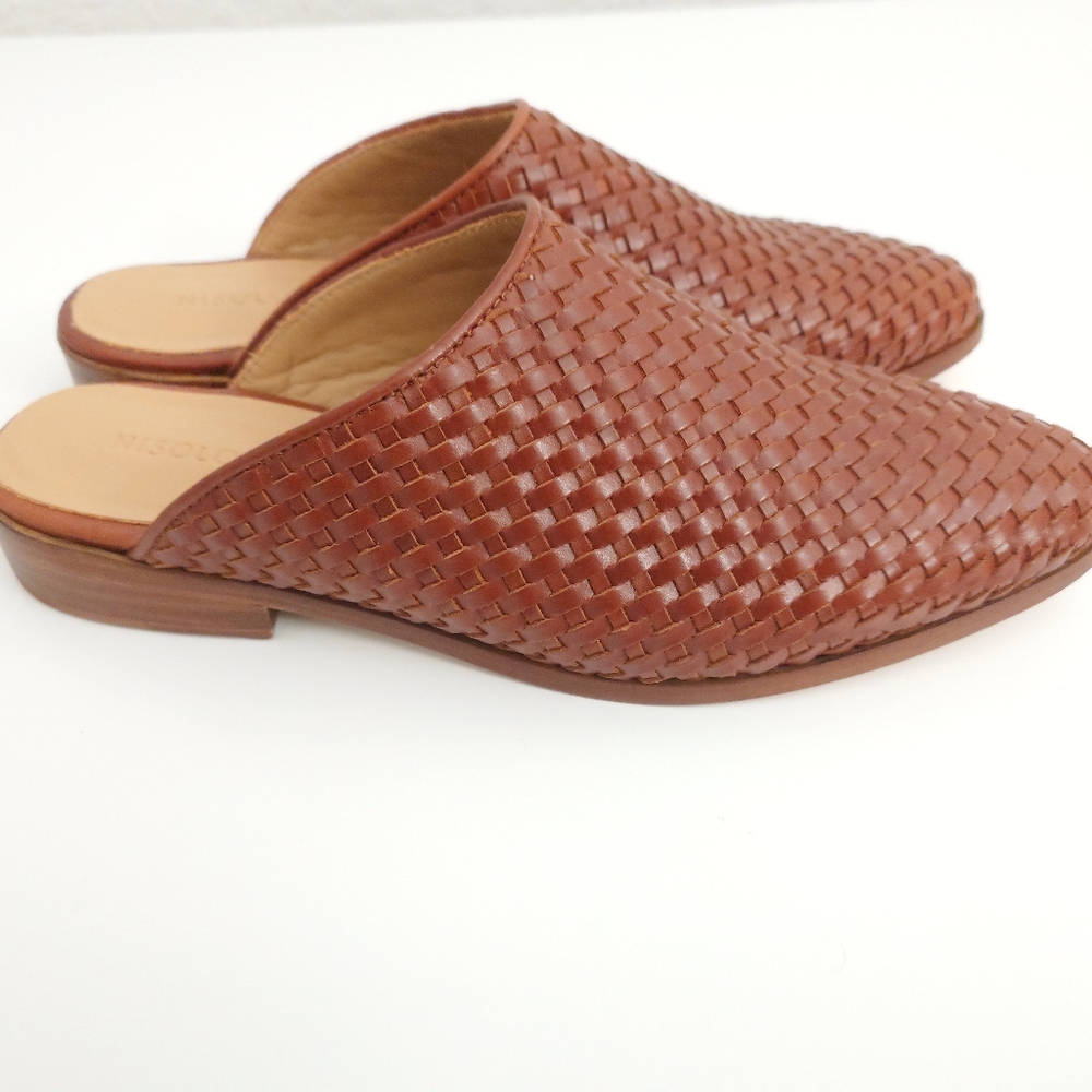 Nisolo Ama Woven Mule Brandy Leather Mules Slip On Sandals Shoes Size 9.5 - Picture 8 of 16